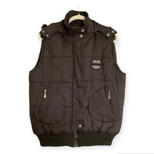 Women’s Brown Puffer Vest with removable hoodie size XXL